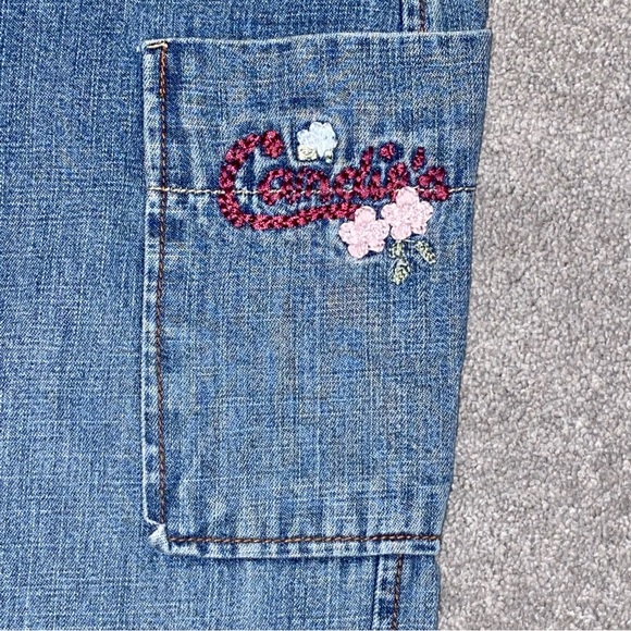 0 XS VTG Y2k Candies Denim Bell Bottom Wide Leg Flare Side Pocket Low Rose Jeans - Picture 4 of 11